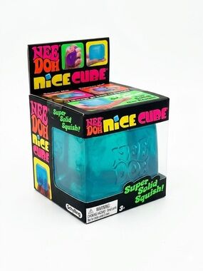 Nee Doh needoh Nice Cube Blue 💙 Super Solid Squish! - NEW Sealed Authentic